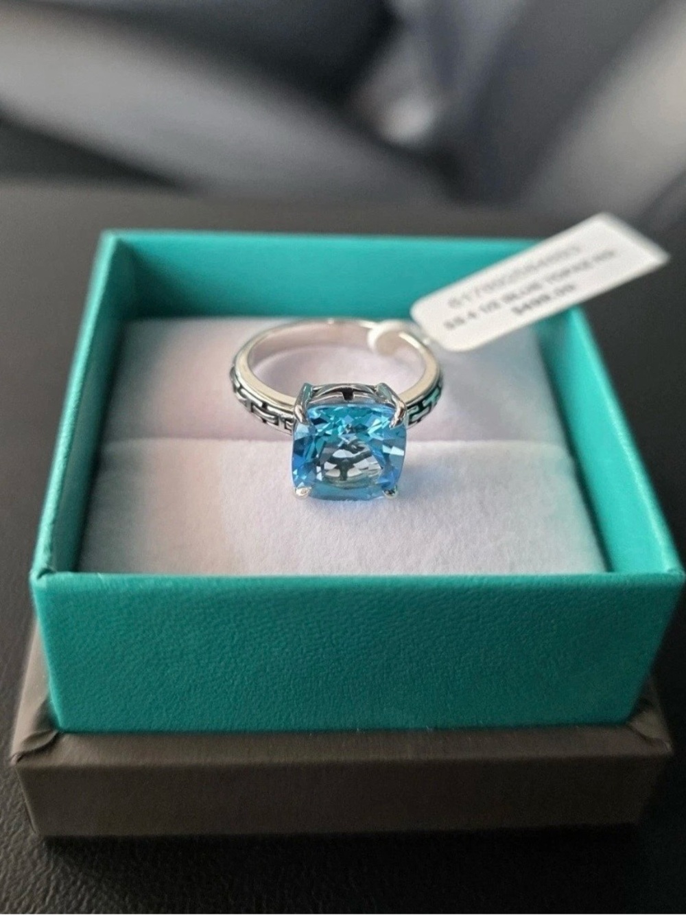 Effy Ring with Bright Topaz Cushion Cut Gemstone
